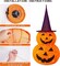 Light Up 50 LED Pumpkin with Hat 8 Lighted Mode, Pop Up Jack-o-Lantern with Metal Stand for Indoor Outdoor Yard Holiday Decor (Purple Hat)
